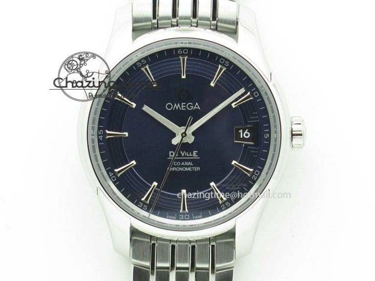 0312 Timeless De Ville Prestige Real PR SS ZF 1:1 Best Edition Gray Dial Blue Markers on Blue Leather Strap MIYOTA 7936